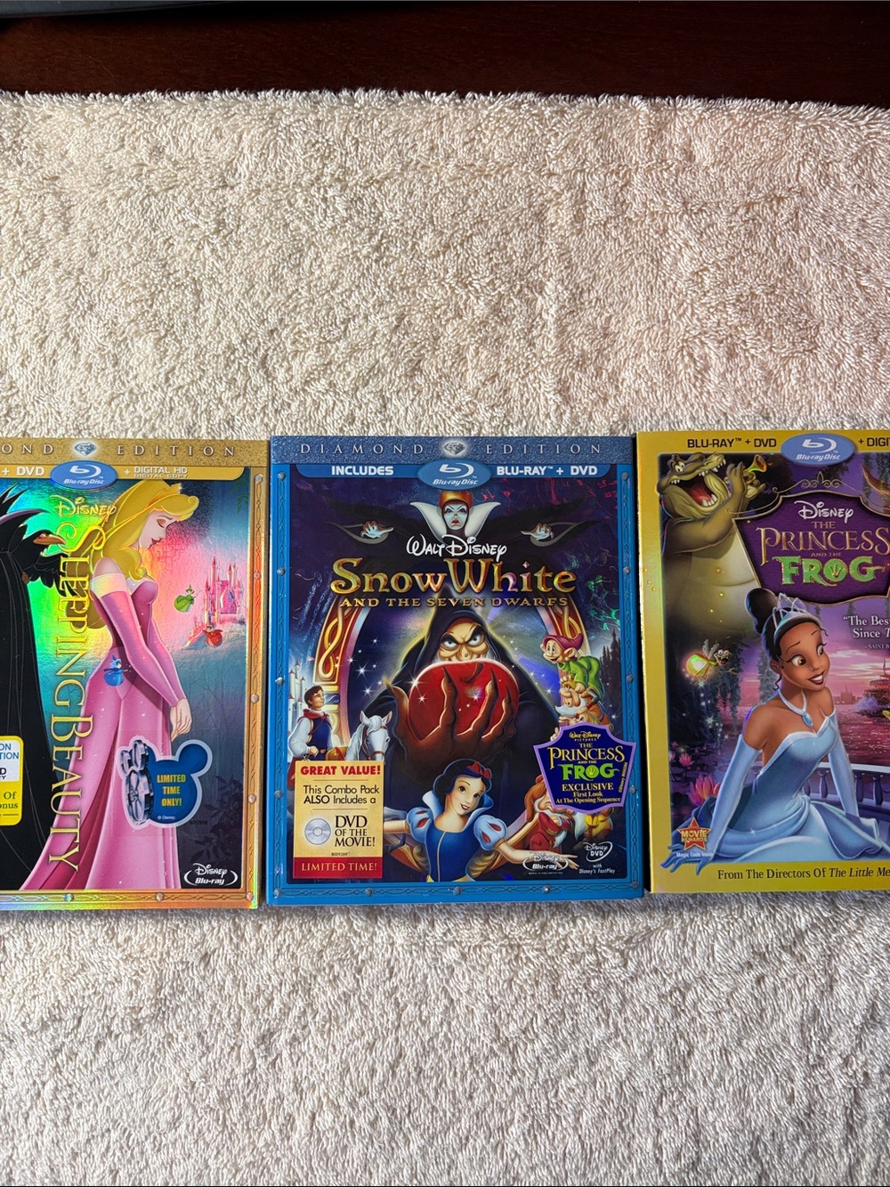 Disney Blu-ray Princess set of 3 Sleeping Beauty, Snow White, Princess &Frog NWT